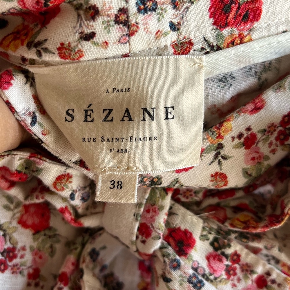 Sezane Lucas Short Fleurs Roses Fond Ecru 6 - Picture 9 of 10
